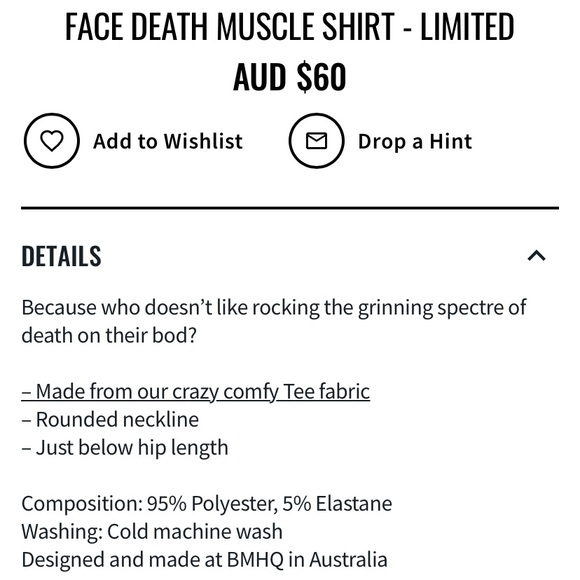 Blackmilk ‘FACE DEATH MUSCLE SHIRT” Size Small S NWT Skull Gasmask - Picture 8 of 10